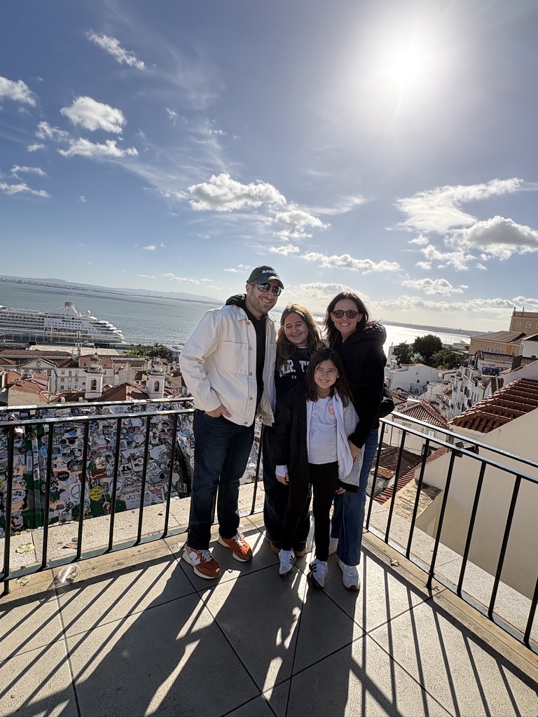 Michael with Jenna, Alice, Rosie, Squeakers, and Kugel